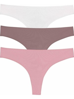 Suwen 3p Basic Koton Brazilian String %95 Pamuk - %5 Elastan Dikişli Kadın Külot 3lü Paket
