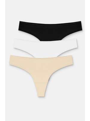 Suwen 3'lü Brazilian String Külot %95 Pamuk - %5 Elastan ile Yumuşak Dokulu ve Ekonomik Paket