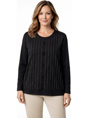 Mutlu City Kadın Orta Yaş ve Üzeri Yüksek Kalite Desenli Anne Penye Bluz 30582