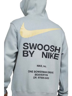 Nike Athletics Pullover Hoodie Grafik Baskılı Kapüşonlu Erkek Sweatshirt Gri