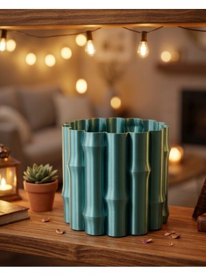 Eco Lounge Parlak Yeşil Dekoratif Vazo Modern Tasarım Şık Masa Üstü Aksesuar