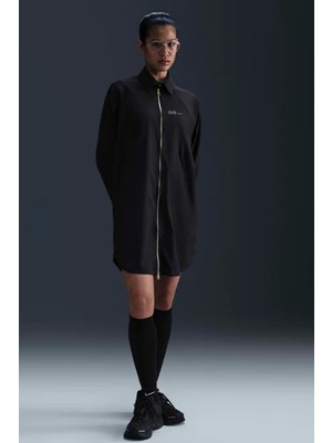 Nike Naomi Osaka Oversized Dress Gold Fermuar Bol Kesim Kadın Elbise Siyah