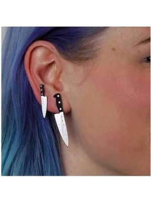 PremiumPort Paslanmaz Çelik Bıçak Küpe Seti, Şık ve Dayanıklı Takı Çiftliği