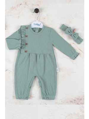 Herşey Trend Herşeytrend Düğme Detaylı Bandanalı % 100 Pamuk Kız Bebek Tulumu