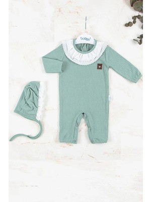 Herşey Trend Herşeytrend Brode Nakışlı Şapkalı % 100 Pamuk Kız Bebek Tulumu