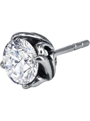 PremiumPort Şık Beyaz Zirkon Taşlı Erkek Çelik Küpe, Vintage Tarz, Kaliteli Tasarım