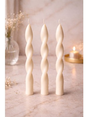 Bead 3’lü Dekoratif Burgu Şamdan Mum Seti – El Yapımı Spiral Şamdan Mum – Modern Ev Dekorasyonu