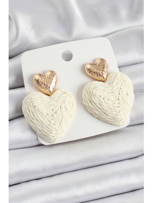 Youday Accessories Krem Kalp Figürlü Hasır Örgü Model Gold Renk Kadın Küpe