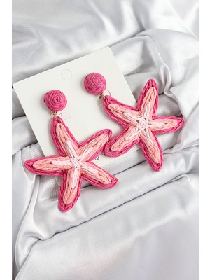 Youday Accessories Pirinç Pembe Deniz Yıldızı Model Gold Renk Kadın Hasır Küpe