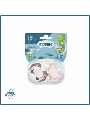 Mooma Clown & Butterfly Silikon Emzik 2’li No:3 (18 Ay+) Brownish Purple And Baby Pink | BPA & BPS İçermez