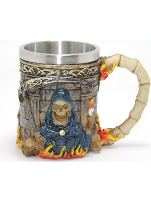 TeknoKapsül Grim Reaper Azrail Kabartmalı 3D Tasarım Çelik Kupa Bardak ALK4368