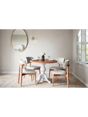 Vivense Rold Natural Beyaz Mutfak Masa Takımı, 100X100