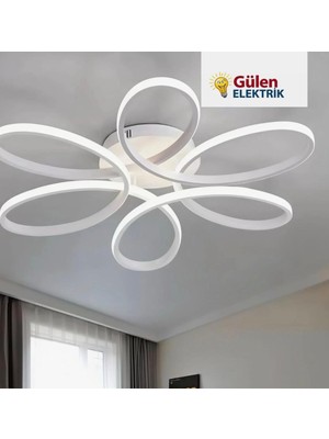 Gül Avize Çiçek Tasarım Kumandalı 3renk Avize Gold