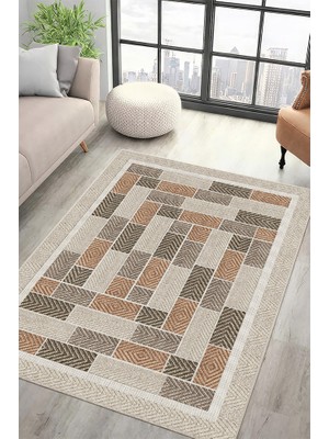 Lioara Home Krem/kahverrengi Modern Dijital Baskılı Halı – Modern, Kaymaz Taban, Salon & Oturma Odası Için Halı