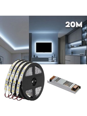 Burul 20m Beyaz Işık Gizli Işık Bandı Seti - Tavan, Tv Ünitesi, Mobilya, Salon Oda Ambiyans Aydınlatma