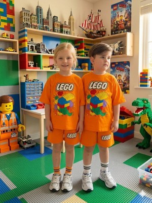 Cg Kids LEGO Unisex Erkek & Kız Çocuk Tshirt ve Şortlu Alt Üst Takım Süper Kalite