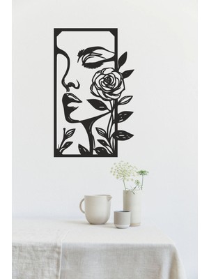 Melbay Lazer Modern Salon Duvar Dekoru Gül Tutan Bayan