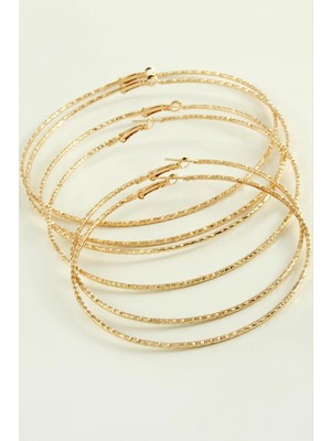 LTG Nova Çizgifli Desenli Metal Halka Küpe 6 Adet