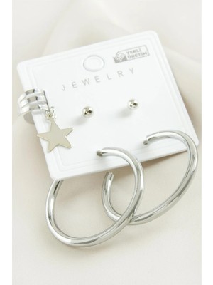 LTG Nova 5 Adet Yıldız Boru Halka Küpe 3,5 cm