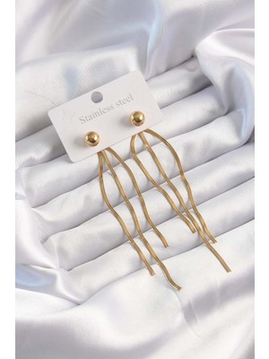 Youday Accessories 316L Çelik Altın Renk Italyan Model Topçuk Küpe