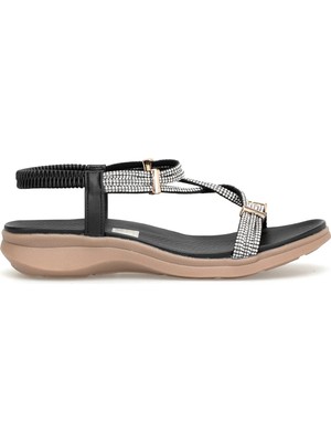 Guja 26Y240-2 Kadın Taşlı Düz Sandalet Siyah