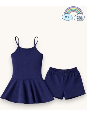 My Kids Wear Kız Çocuk Garson Mayo Elbiseli Şortlu 2’li Takım 12741