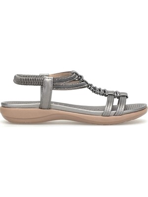 Guja 26Y240-11 Kadın Taşlı Düz Sandalet Gri