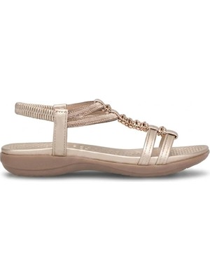 Guja 26Y240-11 Kadın Taşlı Düz Sandalet Altın