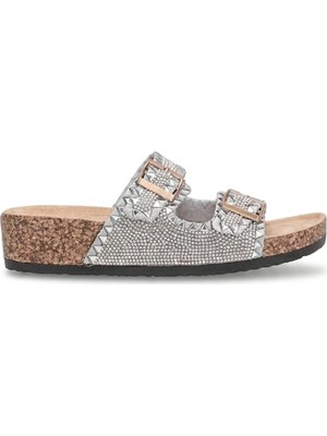 Guja 26Y100-4 Kadın Taşlı Düz Terlik Gri