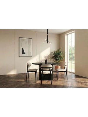 Vivense Benin Yuvarlak Mutfak Masa Takımı, Siyah, 80X130 cm