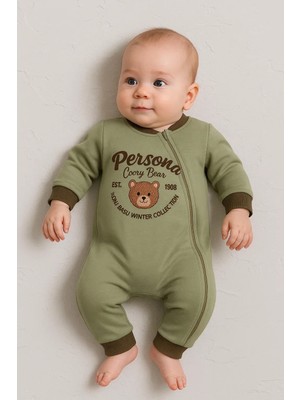Herşey Trend Herşeytrend Persona Bear Nakışlı % 100 Pamuk Erkek Bebek Tulum