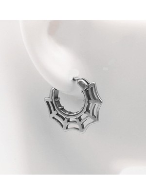 PremiumPort Örümcek Ağı Gotik Model Octagon Erkek Çelik Küpe