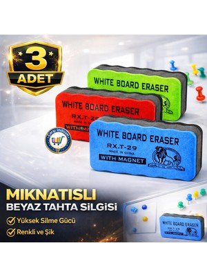 Nistabolje 3 Adet Mıknatıslı Yazı Tahta Silgisi