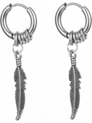 PremiumPort Şık Unisex 316L Cerrahi Çelik Sallantılı Tüy Halka Küpe