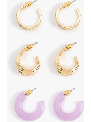 Koton Dokulu 3'lü Halka Küpe Seti