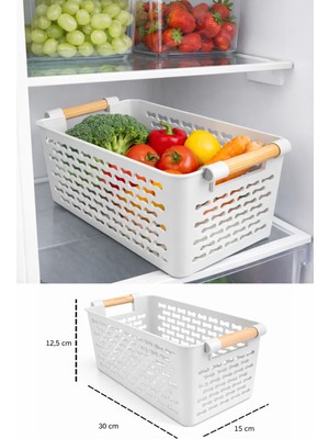 İndecor Houseware 2 Adet Çok Amaçlı Plastik Tutacaklı Organizer Sepet Dolap Içi Çekmece Düzenleyici - Beyaz