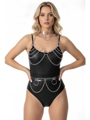 bebekokusu Şeffaf Zincirli Şık Harness Takım