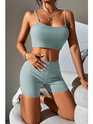 bebekokusu Kadın Açık Mavi Şortlu Kaşkorse Gecelik Takım