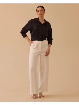 Seçil 1001 Siyah Yakası Bronşlu Altı Kalın Manşetli Saten Gömlek #26#