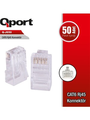 TeknoKapsül Qport Q-J650 Cat6 50 Li̇k Rj-45 Konnektör