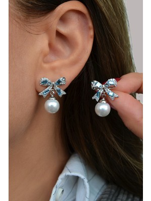 PremiumPort Zirkon Taşlı Fiyonk Model Inci Küpe, Şık ve Uzun Ömürlü Tasarım