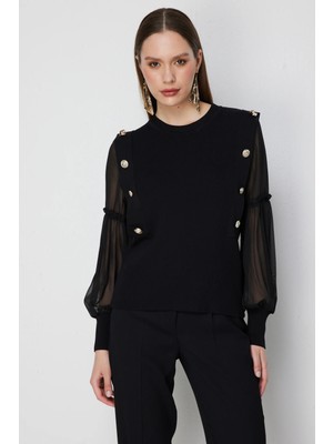 Eskişehir Mağazacılık 76444 Onteks Bluz Kolları Tül Farklı Aksesuarlı