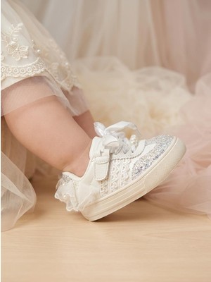 Marco Kids 26Y859 Kız Bebe Simli Tüllü Cırt Bağ Sneaker Ayakkabı