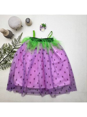Herşey Trend Herşeytrend 2-3-4 Yaş Askılı Çilek Kostüm Kız Çocuk Elbise Mor