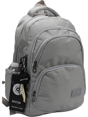 Bevitton Okul Çantası Su Geçirmez Kumaş Okul Sırt Çantası 2100 Gri