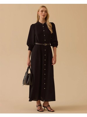 Seçil 1008 Hakım Yaka Kemerli Günlük Elbise #26#