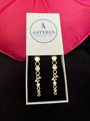 PremiumPort Bal ve Arı Desenli Sallantılı Küpe, Şık ve Doğal Görünüm