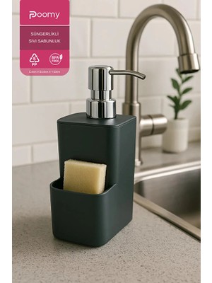 Poomy Tezgah Üstü Sünger Hazneli Smart Sıvı Sabunluk & Deterjanlık