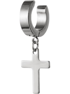 PremiumPort Sallantılı Çelik Küpe, Haç Figürlü, Gümüş Renk, Şık ve Modern Tasarım