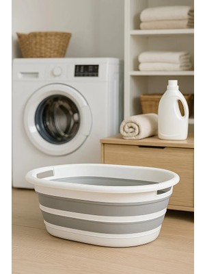 Poomy Katlanabilir Silikon Çamaşır Sepeti Yeni Nesil -Akordiyon Sepet 27 Lt